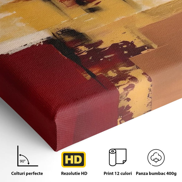 Tablou Canvas Premium LuxCanva® A1597, Abstract Gold , Dormitor, Vibratie Colorata, Patrate, Living, Culori Vibrante