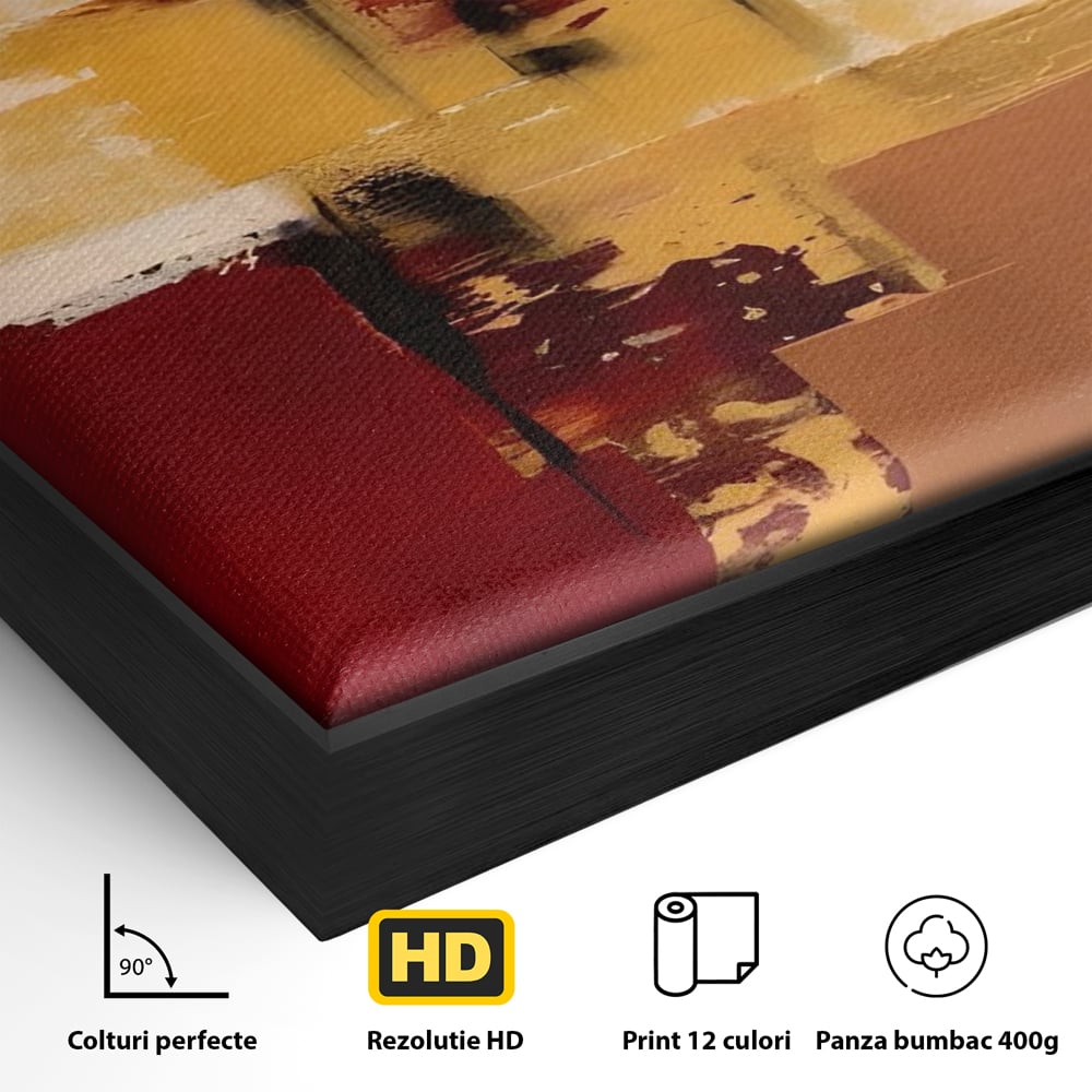 Tablou Canvas Premium LuxCanva® A1597, Abstract Gold , Dormitor, Vibratie Colorata, Patrate, Living, Culori Vibrante