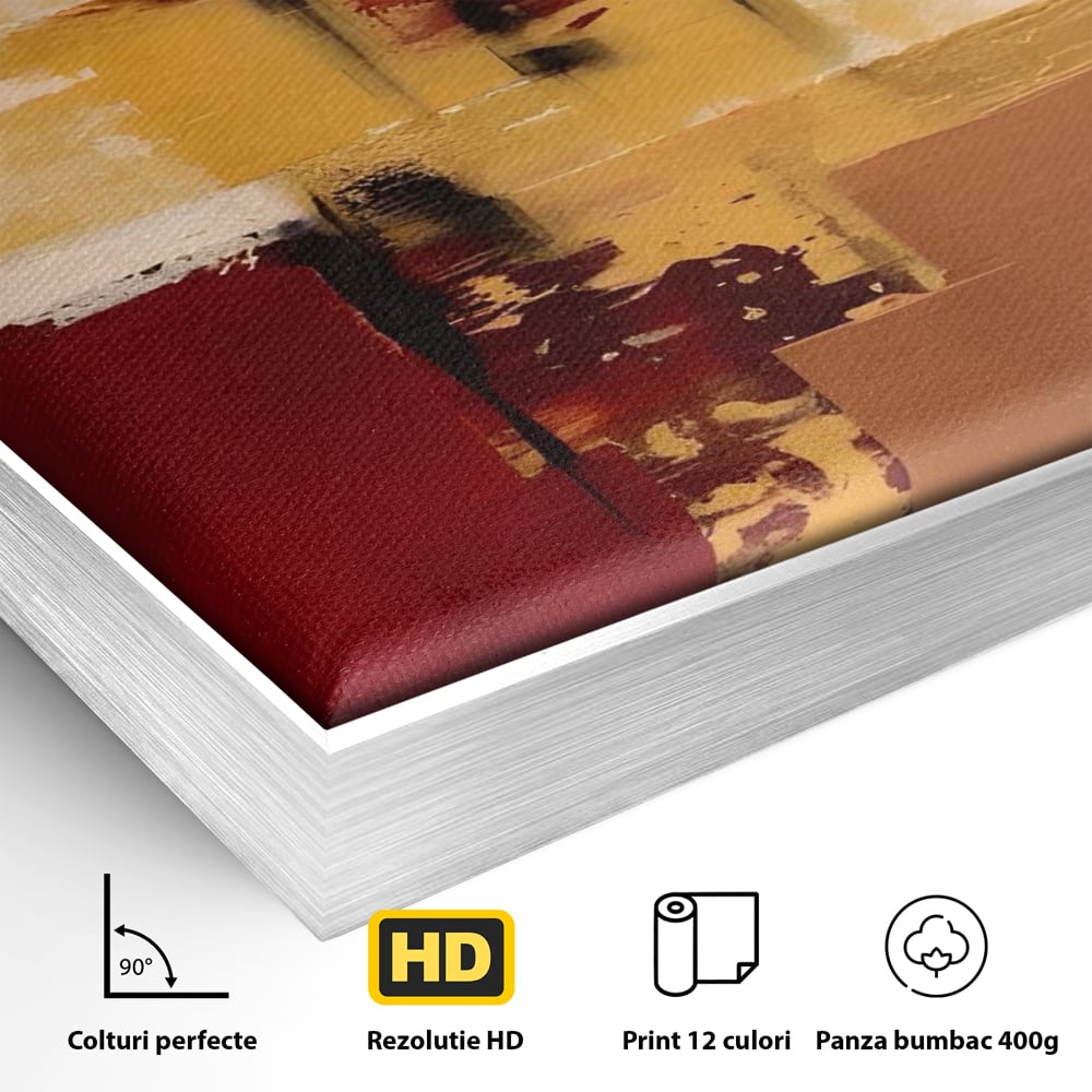 Tablou Canvas Premium LuxCanva® A1597, Abstract Gold , Dormitor, Vibratie Colorata, Patrate, Living, Culori Vibrante