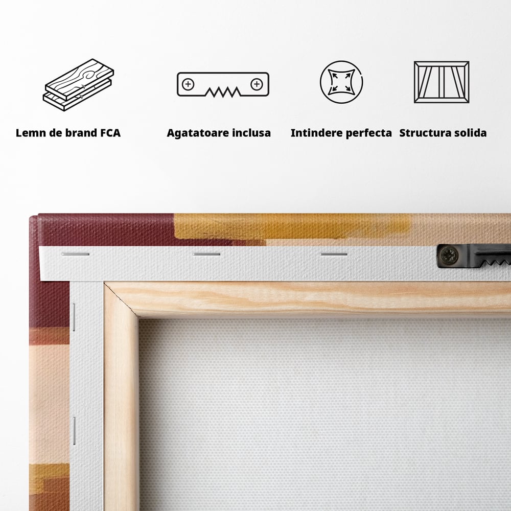 Tablou Canvas Premium LuxCanva® A1597, Abstract Gold , Dormitor, Vibratie Colorata, Patrate, Living, Culori Vibrante