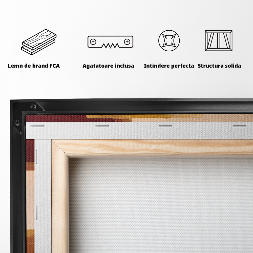Tablou Canvas Premium LuxCanva® A1597, Abstract Gold , Dormitor, Vibratie Colorata, Patrate, Living, Culori Vibrante