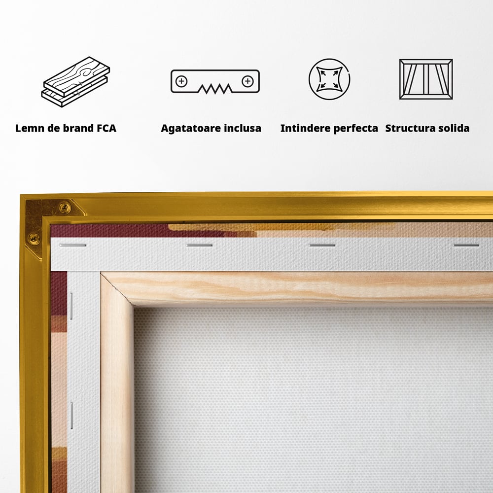 Tablou Canvas Premium LuxCanva® A1597, Abstract Gold , Dormitor, Vibratie Colorata, Patrate, Living, Culori Vibrante