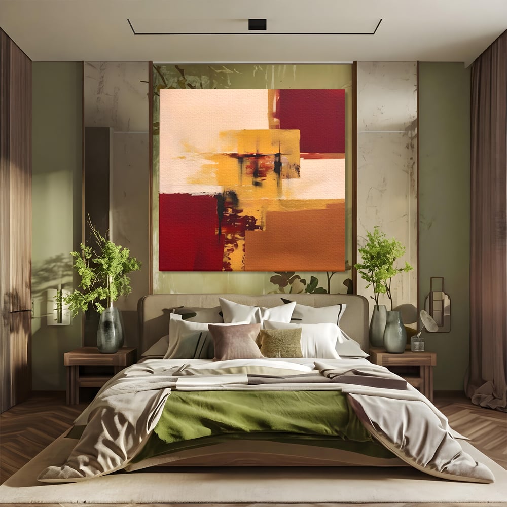 Tablou Canvas Premium LuxCanva® A1597, Abstract Gold , Dormitor, Vibratie Colorata, Patrate, Living, Culori Vibrante