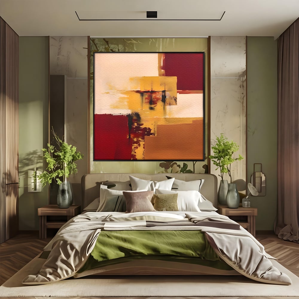 Tablou Canvas Premium LuxCanva® A1597, Abstract Gold , Dormitor, Vibratie Colorata, Patrate, Living, Culori Vibrante