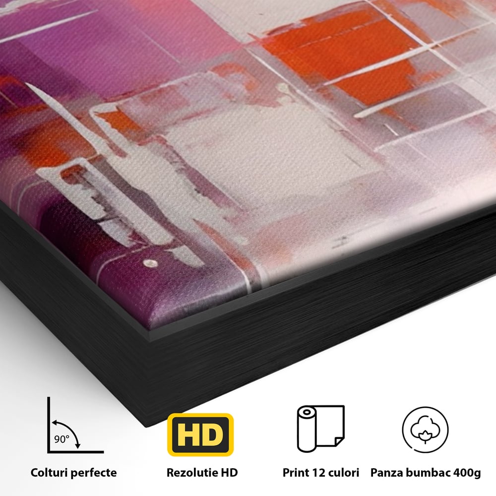 Tablou Canvas Premium LuxCanva® A1599, Contraste Purpurii , Dormitor, Lila, Lavanda, Mov, Vibratie Vizuala, Living, Culori Vibrante