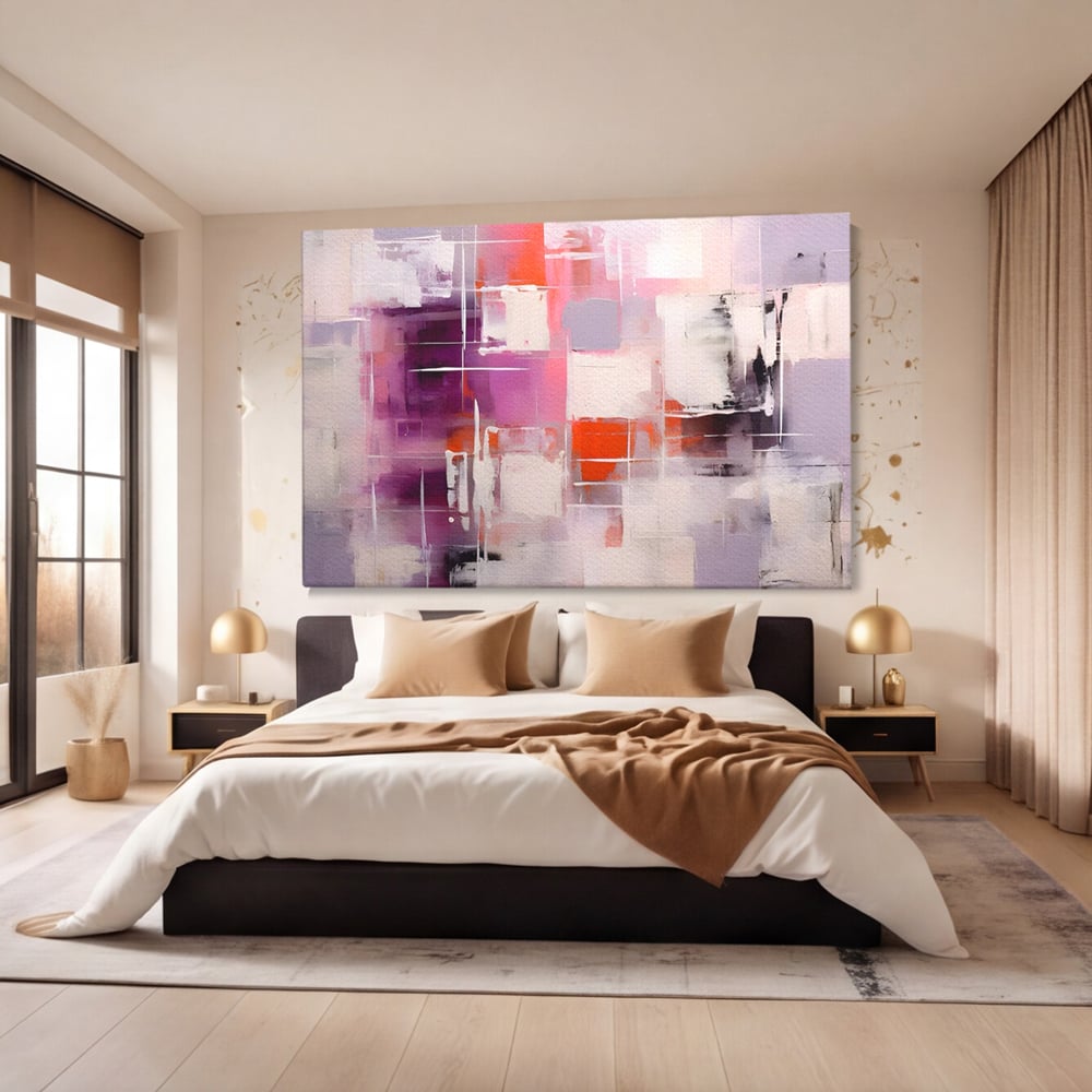 Tablou Canvas Premium LuxCanva® A1599, Contraste Purpurii , Dormitor, Lila, Lavanda, Mov, Vibratie Vizuala, Living, Culori Vibrante