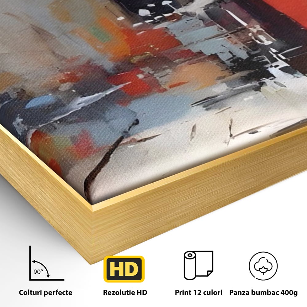 Leinwandbilder Premium LuxCanva® A1600, Eine abstrakte Stadt, Zimmer, Dekorativ, Gebäude, Interpretation, Wohnen, Wohnzimmer, Lebendige Farben