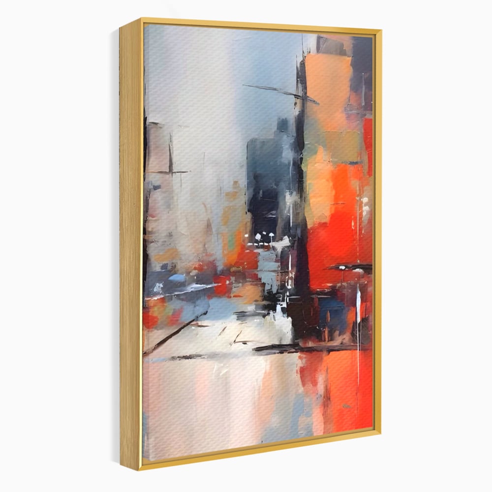 Leinwandbilder Premium LuxCanva® A1600, Eine abstrakte Stadt, Zimmer, Dekorativ, Gebäude, Interpretation, Wohnen, Wohnzimmer, Lebendige Farben