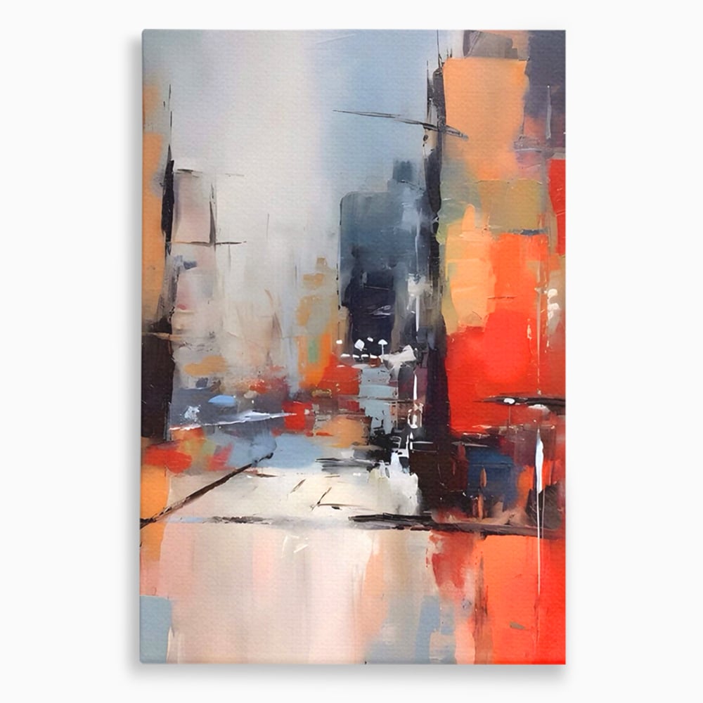 Leinwandbilder Premium LuxCanva® A1600, Eine abstrakte Stadt, Zimmer, Dekorativ, Gebäude, Interpretation, Wohnen, Wohnzimmer, Lebendige Farben