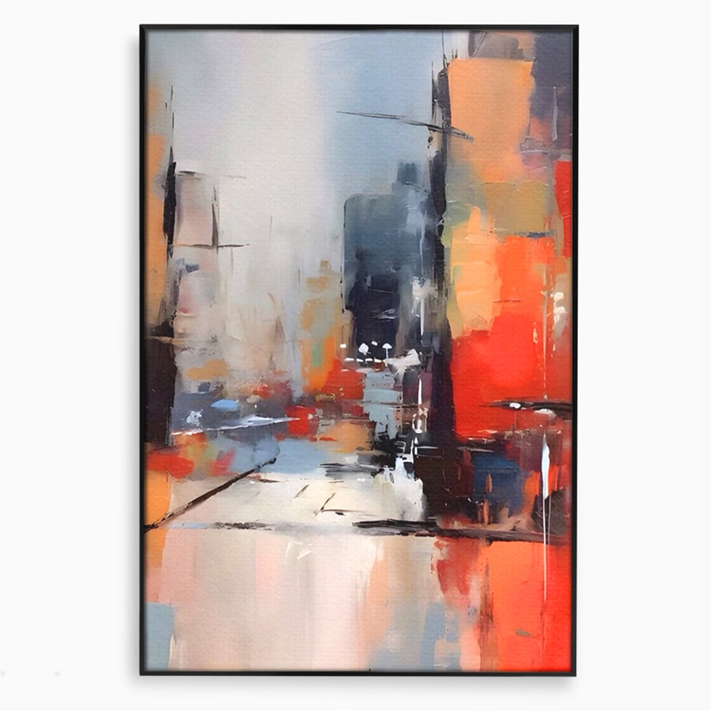 Leinwandbilder Premium LuxCanva® A1600, Eine abstrakte Stadt, Zimmer, Dekorativ, Gebäude, Interpretation, Wohnen, Wohnzimmer, Lebendige Farben