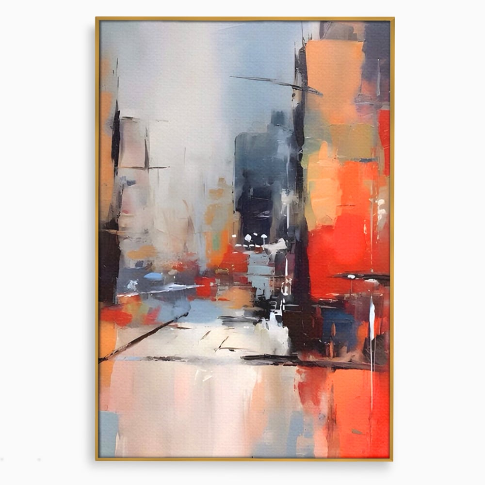 Leinwandbilder Premium LuxCanva® A1600, Eine abstrakte Stadt, Zimmer, Dekorativ, Gebäude, Interpretation, Wohnen, Wohnzimmer, Lebendige Farben