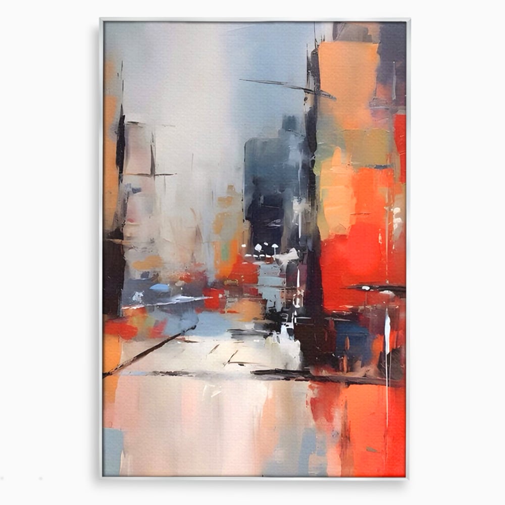 Leinwandbilder Premium LuxCanva® A1600, Eine abstrakte Stadt, Zimmer, Dekorativ, Gebäude, Interpretation, Wohnen, Wohnzimmer, Lebendige Farben