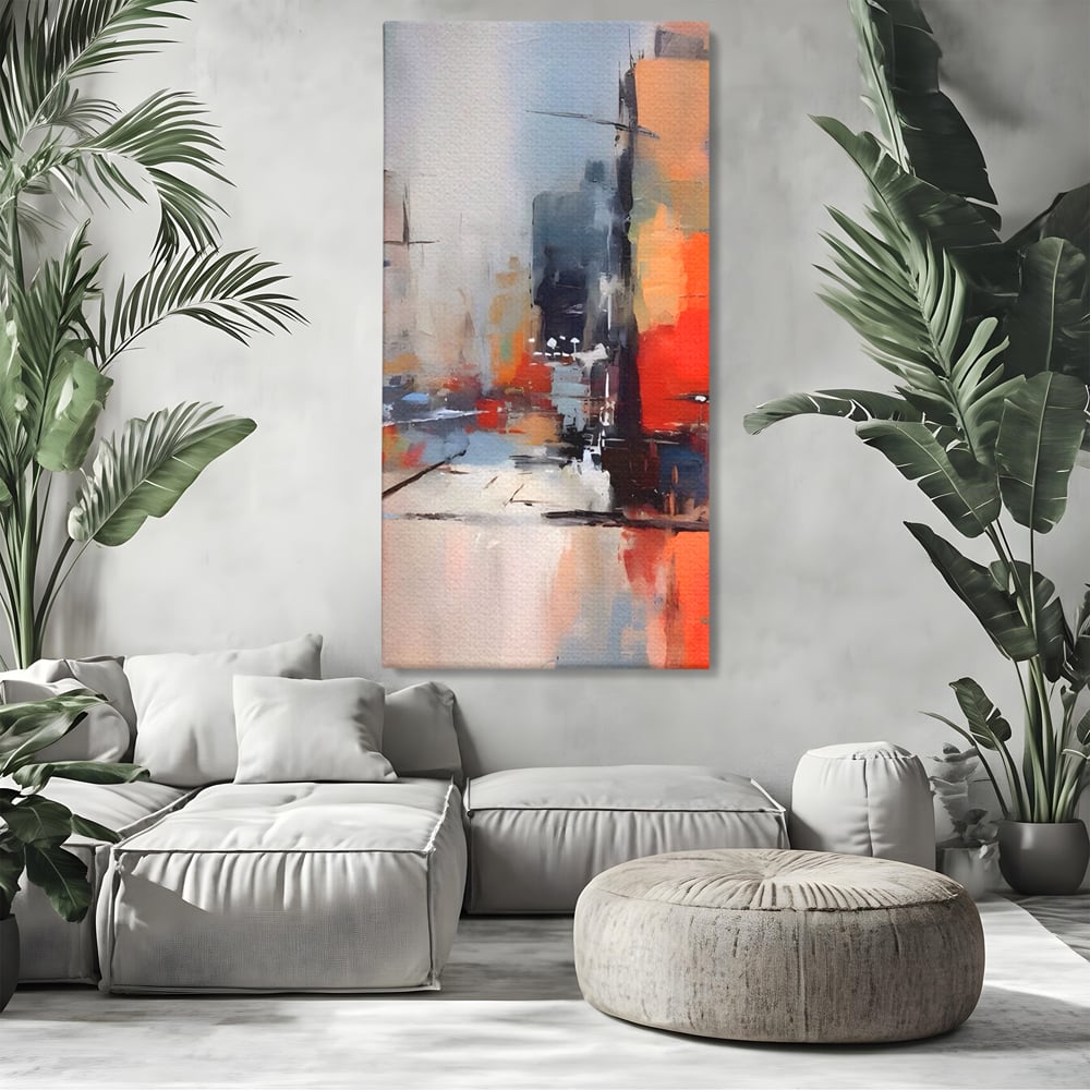 Leinwandbilder Premium LuxCanva® A1600, Eine abstrakte Stadt, Zimmer, Dekorativ, Gebäude, Interpretation, Wohnen, Wohnzimmer, Lebendige Farben