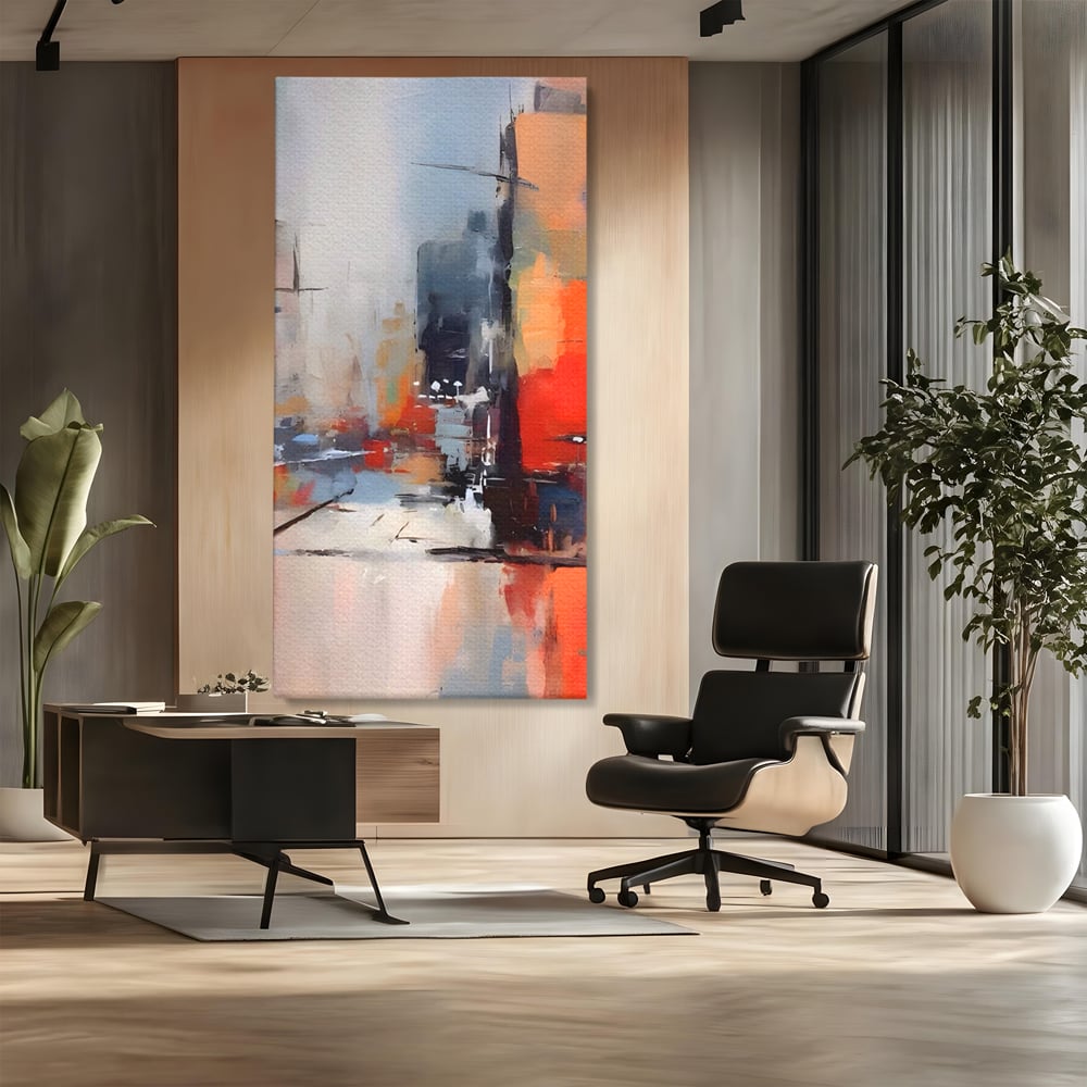 Leinwandbilder Premium LuxCanva® A1600, Eine abstrakte Stadt, Zimmer, Dekorativ, Gebäude, Interpretation, Wohnen, Wohnzimmer, Lebendige Farben