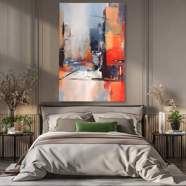 Leinwandbilder Premium LuxCanva® A1600, Eine abstrakte Stadt, Zimmer, Dekorativ, Gebäude, Interpretation, Wohnen, Wohnzimmer, Lebendige Farben