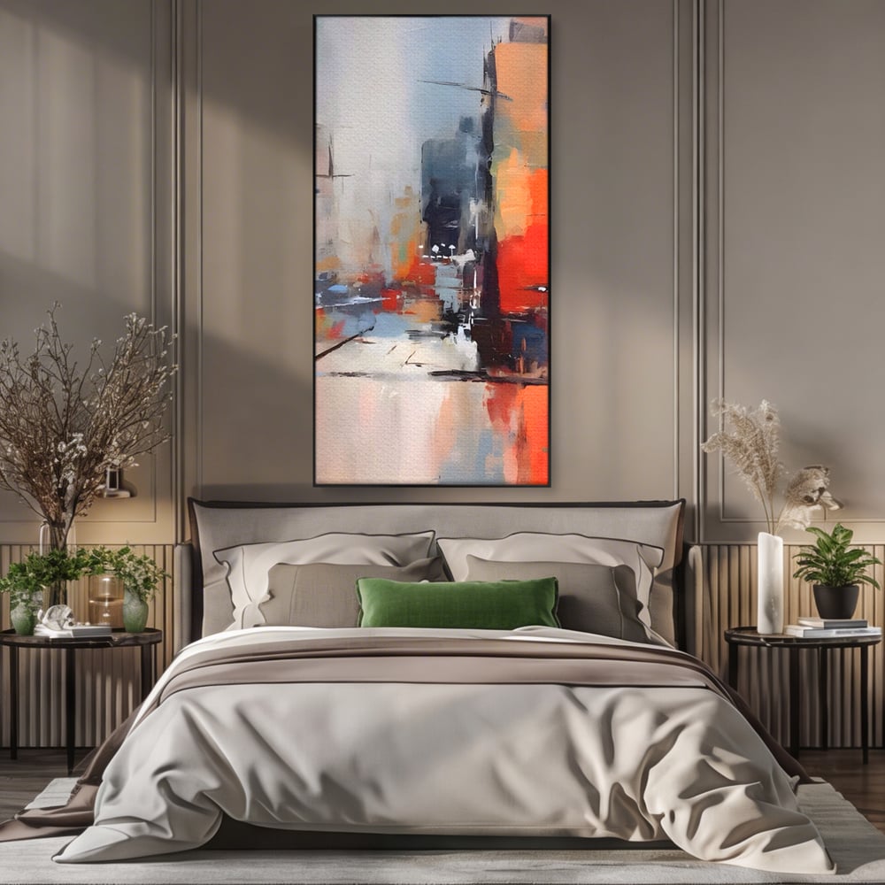Leinwandbilder Premium LuxCanva® A1600, Eine abstrakte Stadt, Zimmer, Dekorativ, Gebäude, Interpretation, Wohnen, Wohnzimmer, Lebendige Farben