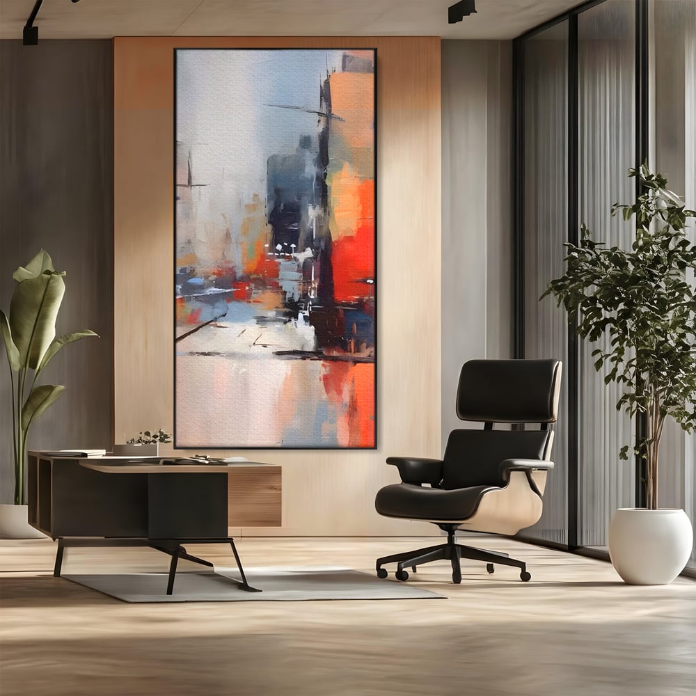 Leinwandbilder Premium LuxCanva® A1600, Eine abstrakte Stadt, Zimmer, Dekorativ, Gebäude, Interpretation, Wohnen, Wohnzimmer, Lebendige Farben