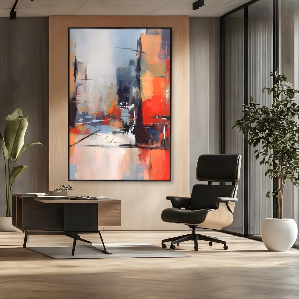 Leinwandbilder Premium LuxCanva® A1600, Eine abstrakte Stadt, Zimmer, Dekorativ, Gebäude, Interpretation, Wohnen, Wohnzimmer, Lebendige Farben