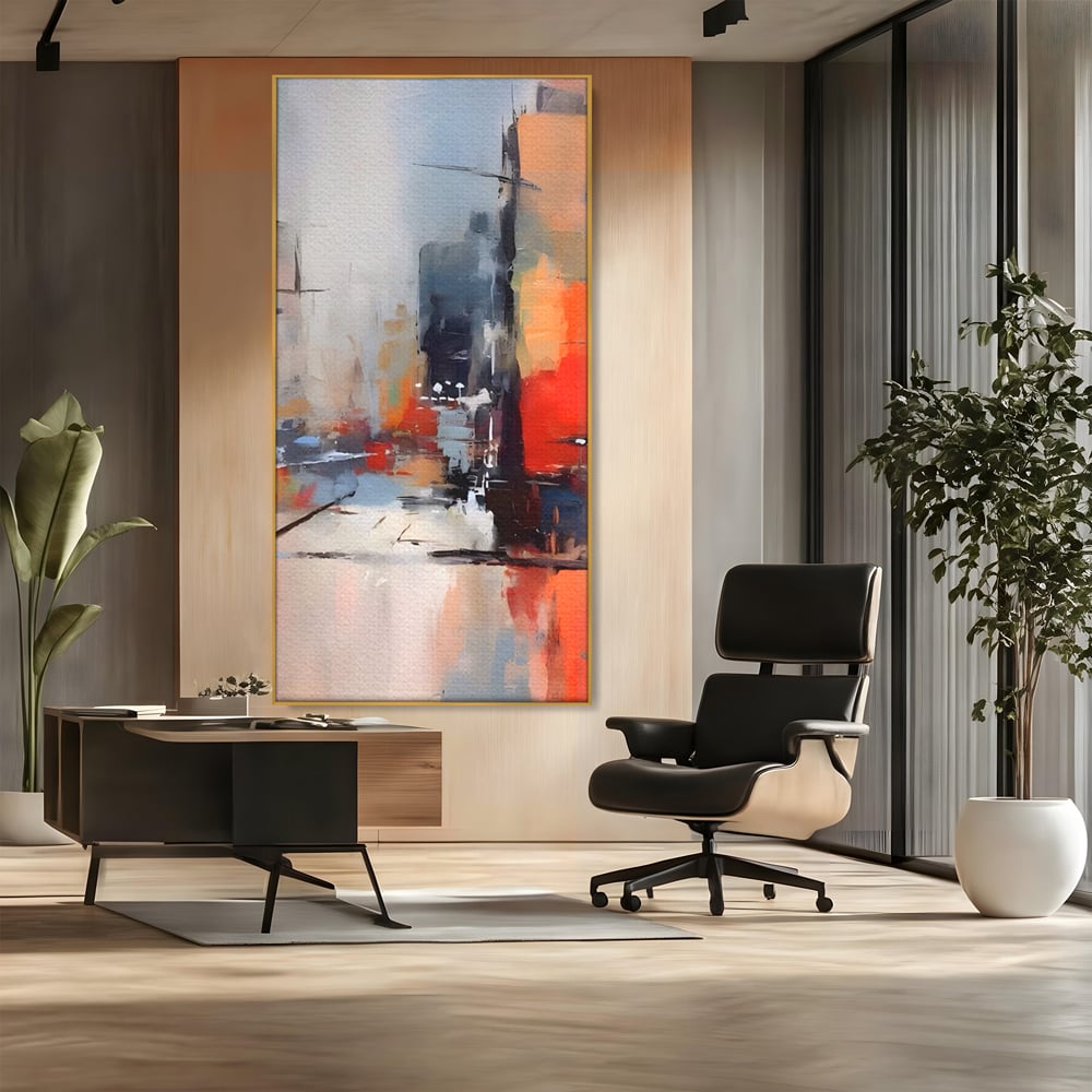 Leinwandbilder Premium LuxCanva® A1600, Eine abstrakte Stadt, Zimmer, Dekorativ, Gebäude, Interpretation, Wohnen, Wohnzimmer, Lebendige Farben