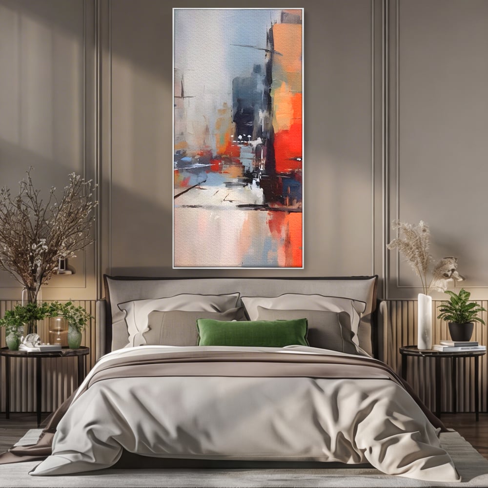 Leinwandbilder Premium LuxCanva® A1600, Eine abstrakte Stadt, Zimmer, Dekorativ, Gebäude, Interpretation, Wohnen, Wohnzimmer, Lebendige Farben