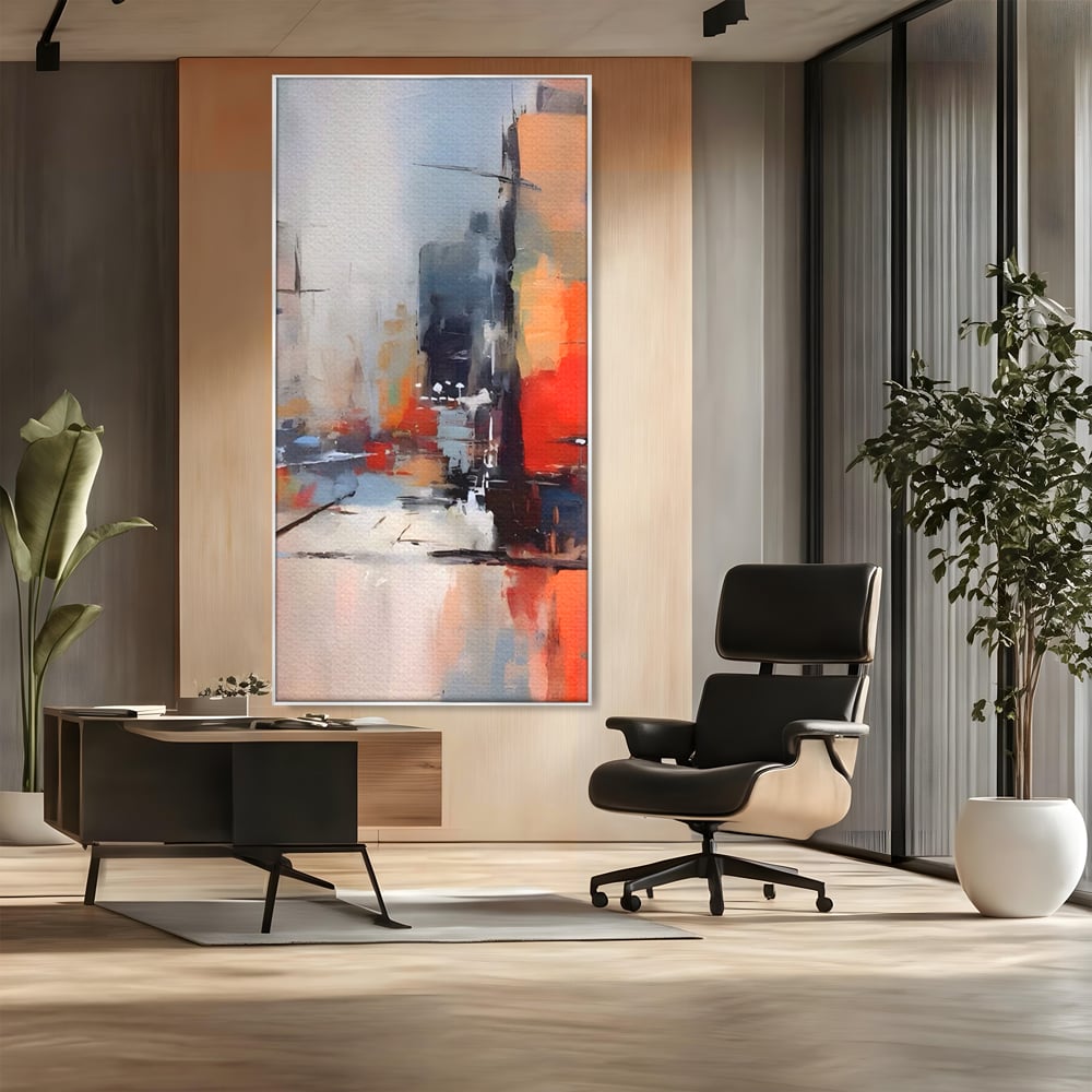Leinwandbilder Premium LuxCanva® A1600, Eine abstrakte Stadt, Zimmer, Dekorativ, Gebäude, Interpretation, Wohnen, Wohnzimmer, Lebendige Farben