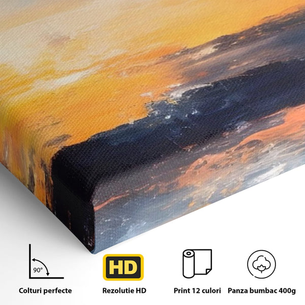 Tablou Canvas Premium LuxCanva® A1603, Un Apus Abstract ,  Living, Pastel, Mare, Soare, Nisip, Dormitor, Culori Vibrante