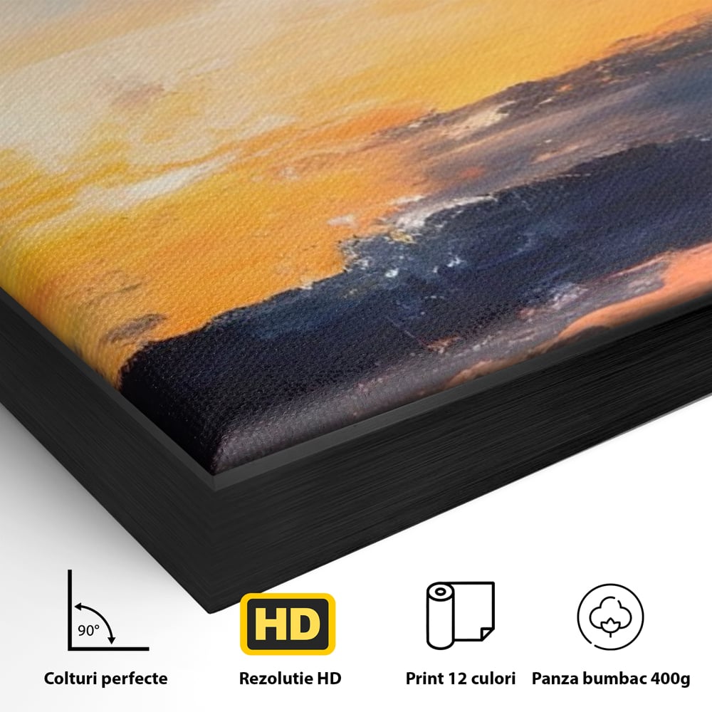Tablou Canvas Premium LuxCanva® A1603, Un Apus Abstract ,  Living, Pastel, Mare, Soare, Nisip, Dormitor, Culori Vibrante