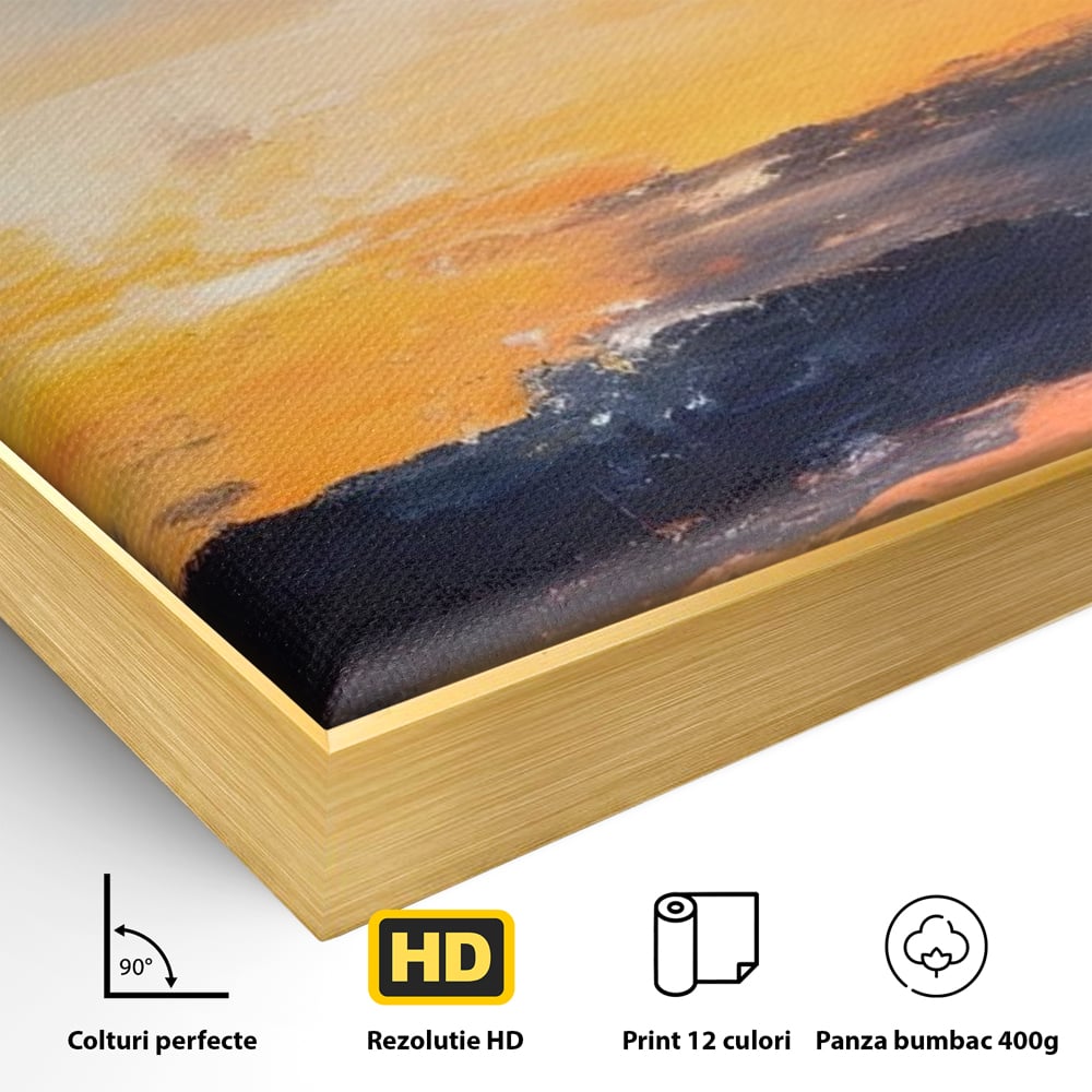 Tablou Canvas Premium LuxCanva® A1603, Un Apus Abstract ,  Living, Pastel, Mare, Soare, Nisip, Dormitor, Culori Vibrante