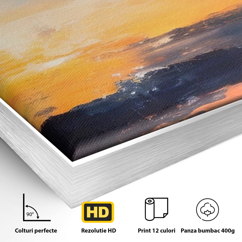 Tablou Canvas Premium LuxCanva® A1603, Un Apus Abstract ,  Living, Pastel, Mare, Soare, Nisip, Dormitor, Culori Vibrante