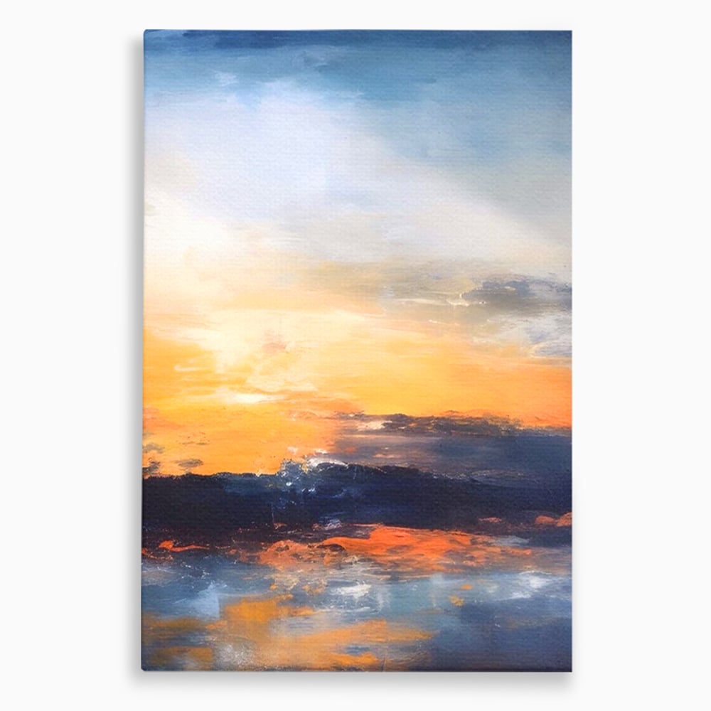 Tablou Canvas Premium LuxCanva® A1603, Un Apus Abstract ,  Living, Pastel, Mare, Soare, Nisip, Dormitor, Culori Vibrante