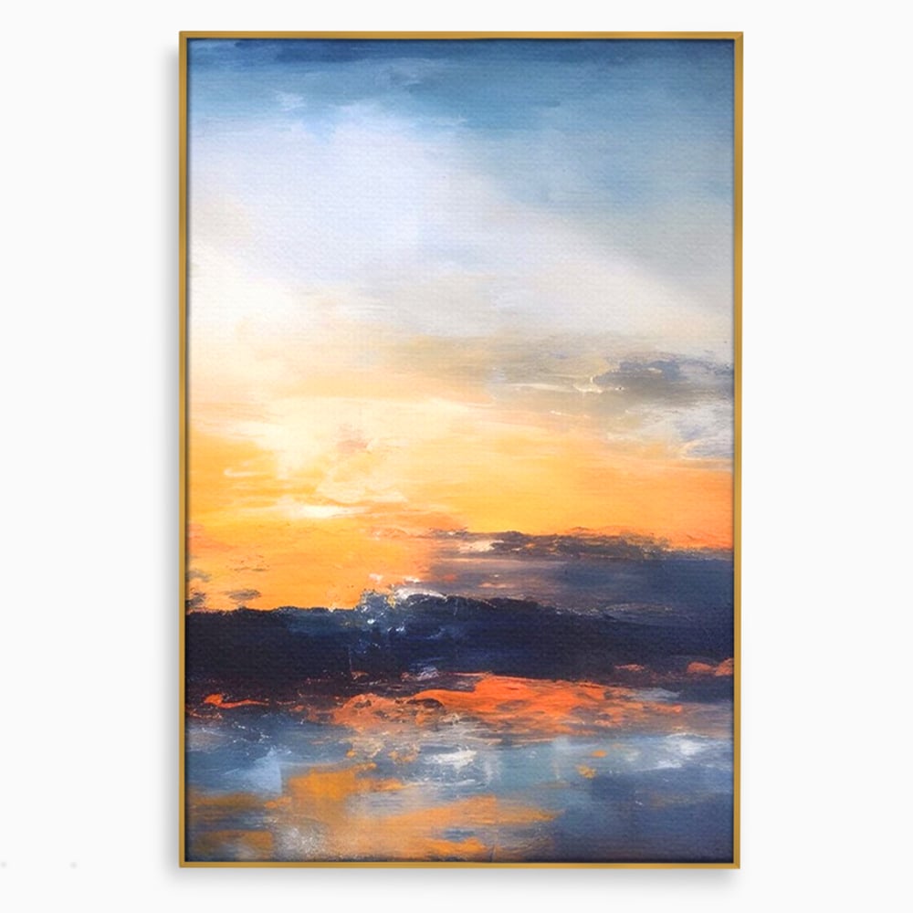 Tablou Canvas Premium LuxCanva® A1603, Un Apus Abstract ,  Living, Pastel, Mare, Soare, Nisip, Dormitor, Culori Vibrante
