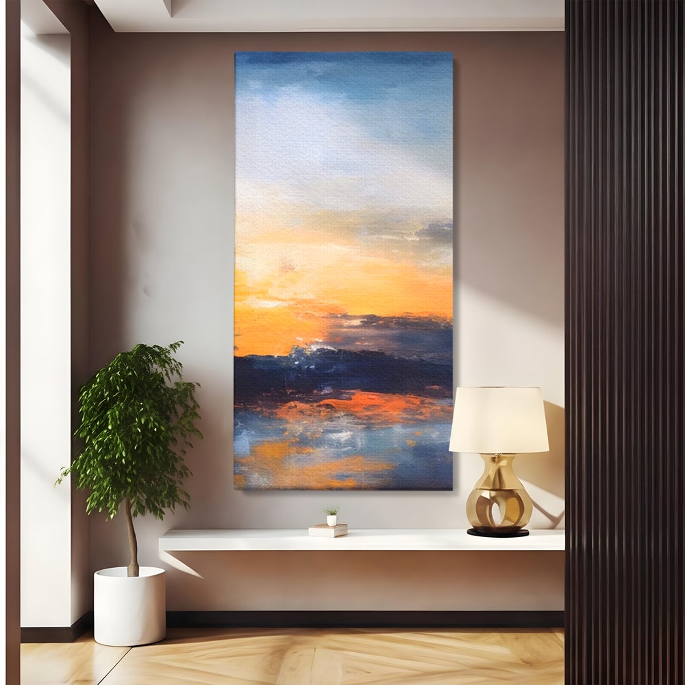 Tablou Canvas Premium LuxCanva® A1603, Un Apus Abstract ,  Living, Pastel, Mare, Soare, Nisip, Dormitor, Culori Vibrante