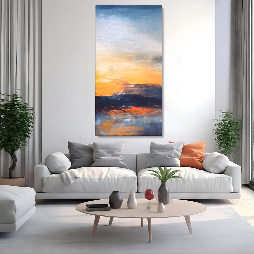 Tablou Canvas Premium LuxCanva® A1603, Un Apus Abstract ,  Living, Pastel, Mare, Soare, Nisip, Dormitor, Culori Vibrante