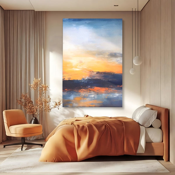 Tablou Canvas Premium LuxCanva® A1603, Un Apus Abstract ,  Living, Pastel, Mare, Soare, Nisip, Dormitor, Culori Vibrante