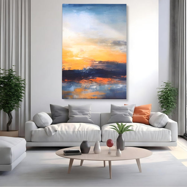 Tablou Canvas Premium LuxCanva® A1603, Un Apus Abstract ,  Living, Pastel, Mare, Soare, Nisip, Dormitor, Culori Vibrante
