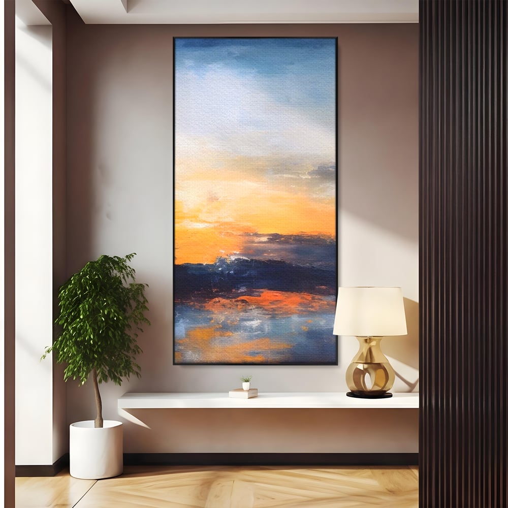 Tablou Canvas Premium LuxCanva® A1603, Un Apus Abstract ,  Living, Pastel, Mare, Soare, Nisip, Dormitor, Culori Vibrante