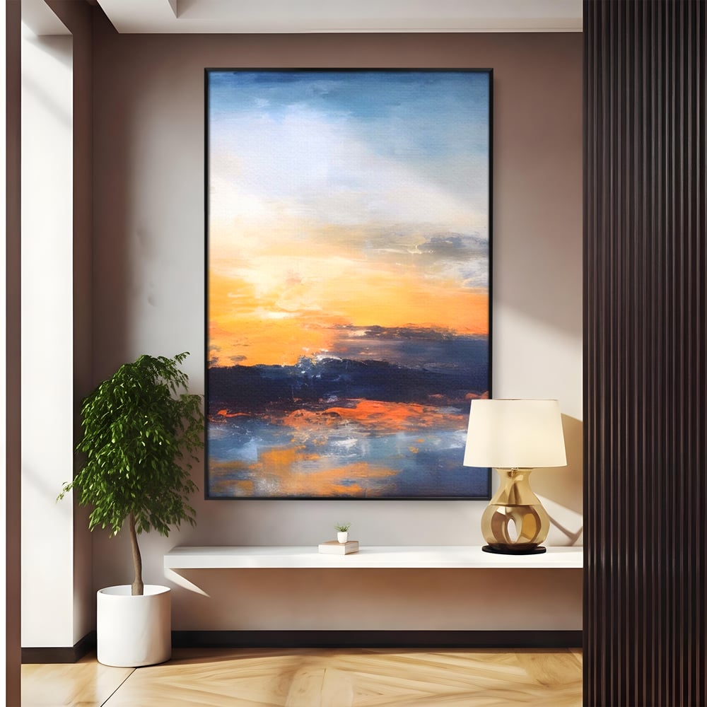 Tablou Canvas Premium LuxCanva® A1603, Un Apus Abstract ,  Living, Pastel, Mare, Soare, Nisip, Dormitor, Culori Vibrante