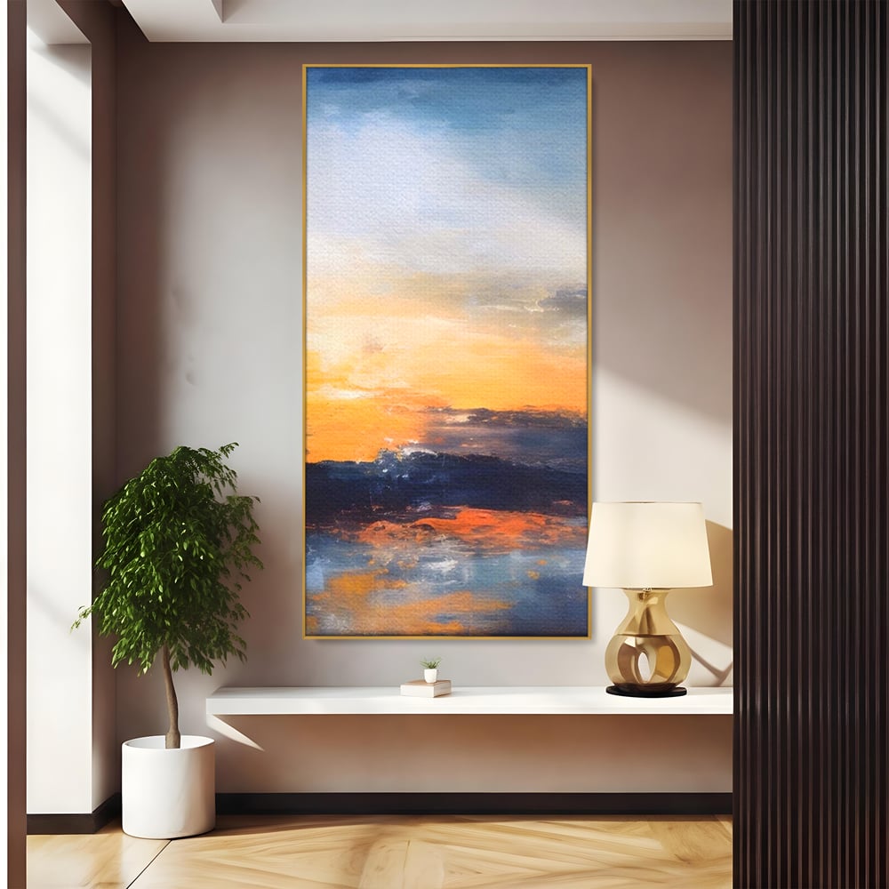 Tablou Canvas Premium LuxCanva® A1603, Un Apus Abstract ,  Living, Pastel, Mare, Soare, Nisip, Dormitor, Culori Vibrante