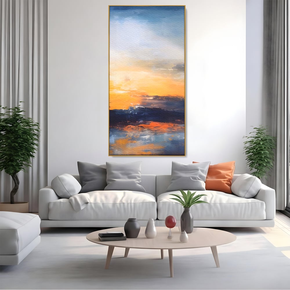 Tablou Canvas Premium LuxCanva® A1603, Un Apus Abstract ,  Living, Pastel, Mare, Soare, Nisip, Dormitor, Culori Vibrante