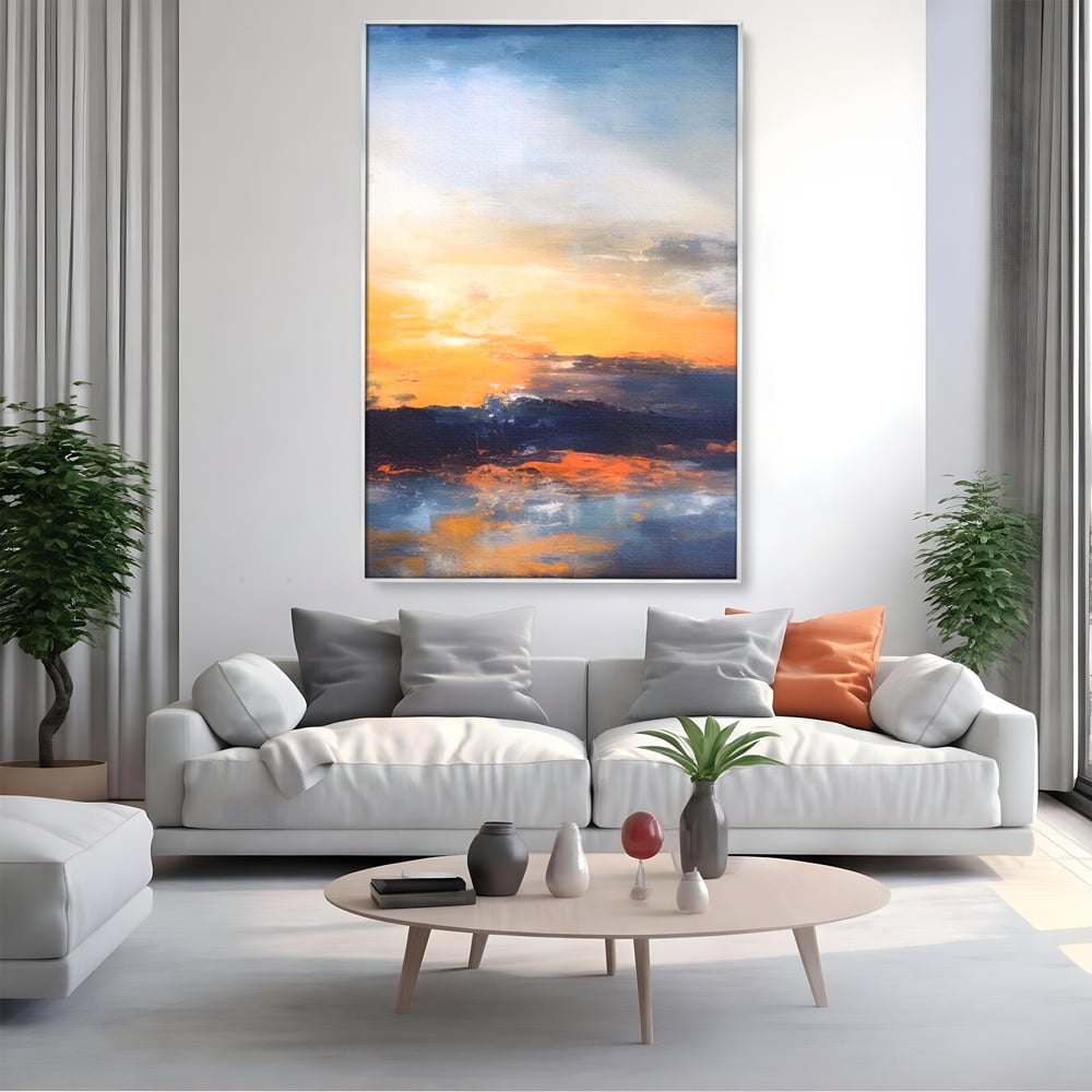 Tablou Canvas Premium LuxCanva® A1603, Un Apus Abstract ,  Living, Pastel, Mare, Soare, Nisip, Dormitor, Culori Vibrante