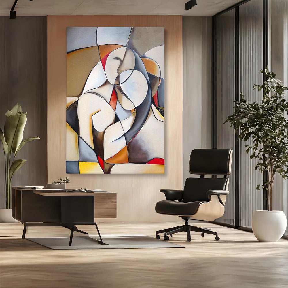 Tablou Canvas Premium LuxCanva® A1604, Un Cuplu Abstract ,  Living, Iubire, Familie, Imbratisare, Dormitor, Culori Vibrante