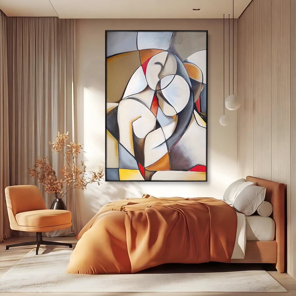 Tablou Canvas Premium LuxCanva® A1604, Un Cuplu Abstract ,  Living, Iubire, Familie, Imbratisare, Dormitor, Culori Vibrante