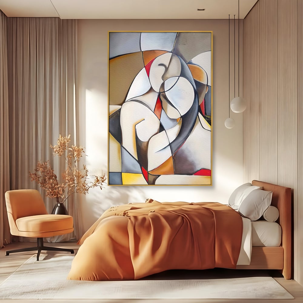 Tablou Canvas Premium LuxCanva® A1604, Un Cuplu Abstract ,  Living, Iubire, Familie, Imbratisare, Dormitor, Culori Vibrante