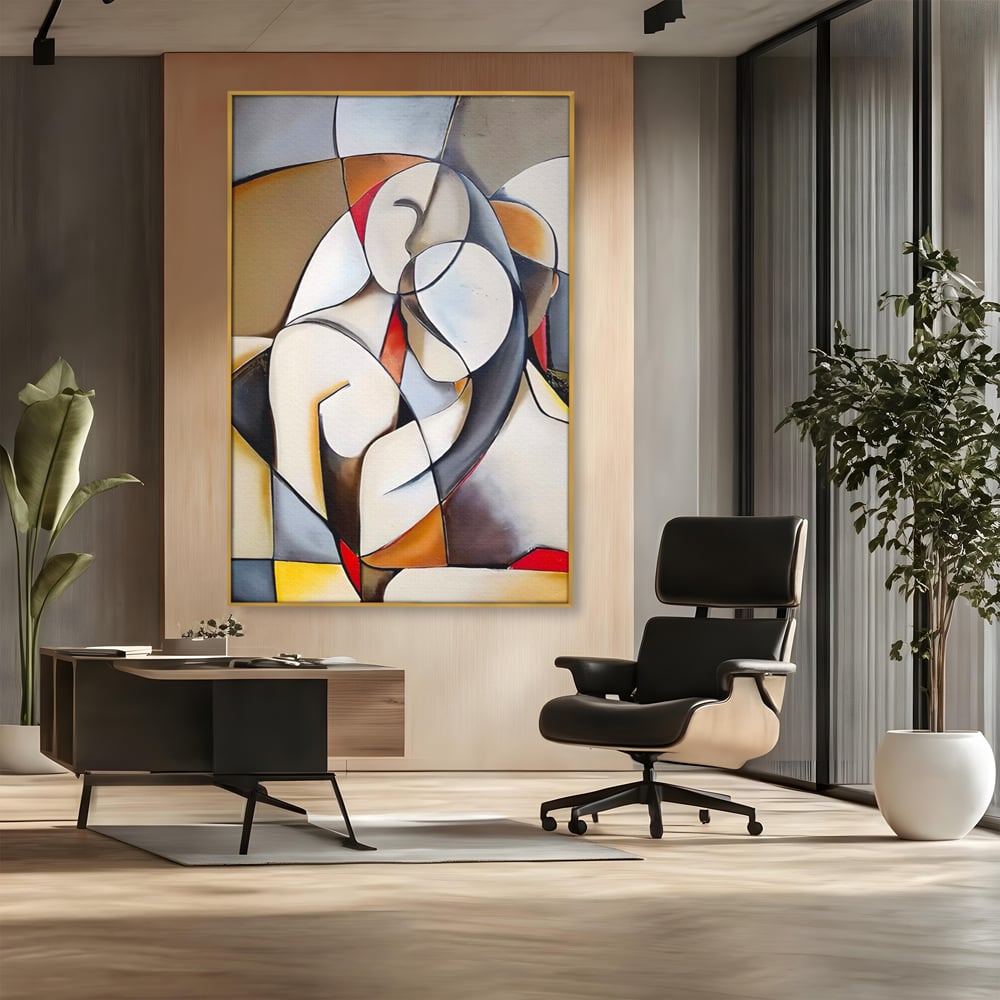 Tablou Canvas Premium LuxCanva® A1604, Un Cuplu Abstract ,  Living, Iubire, Familie, Imbratisare, Dormitor, Culori Vibrante