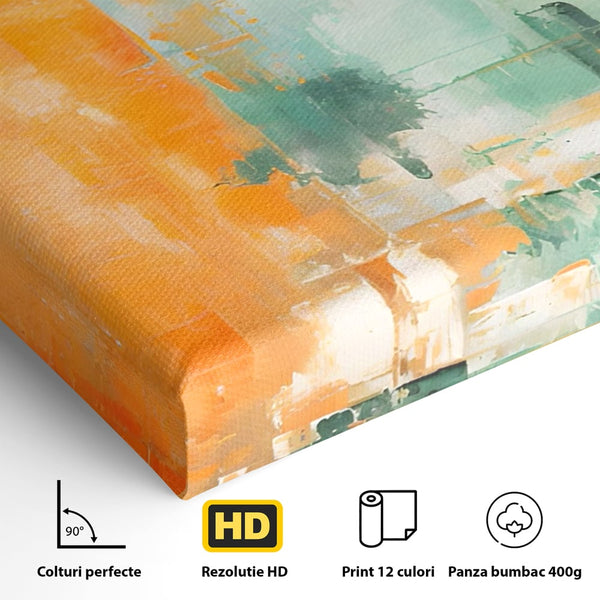 Tablou Canvas Premium LuxCanva® A1605, Imbratisare De Contrast , Living, Abstract, Decorativ, Orange, Dormitor, Culori Vibrante