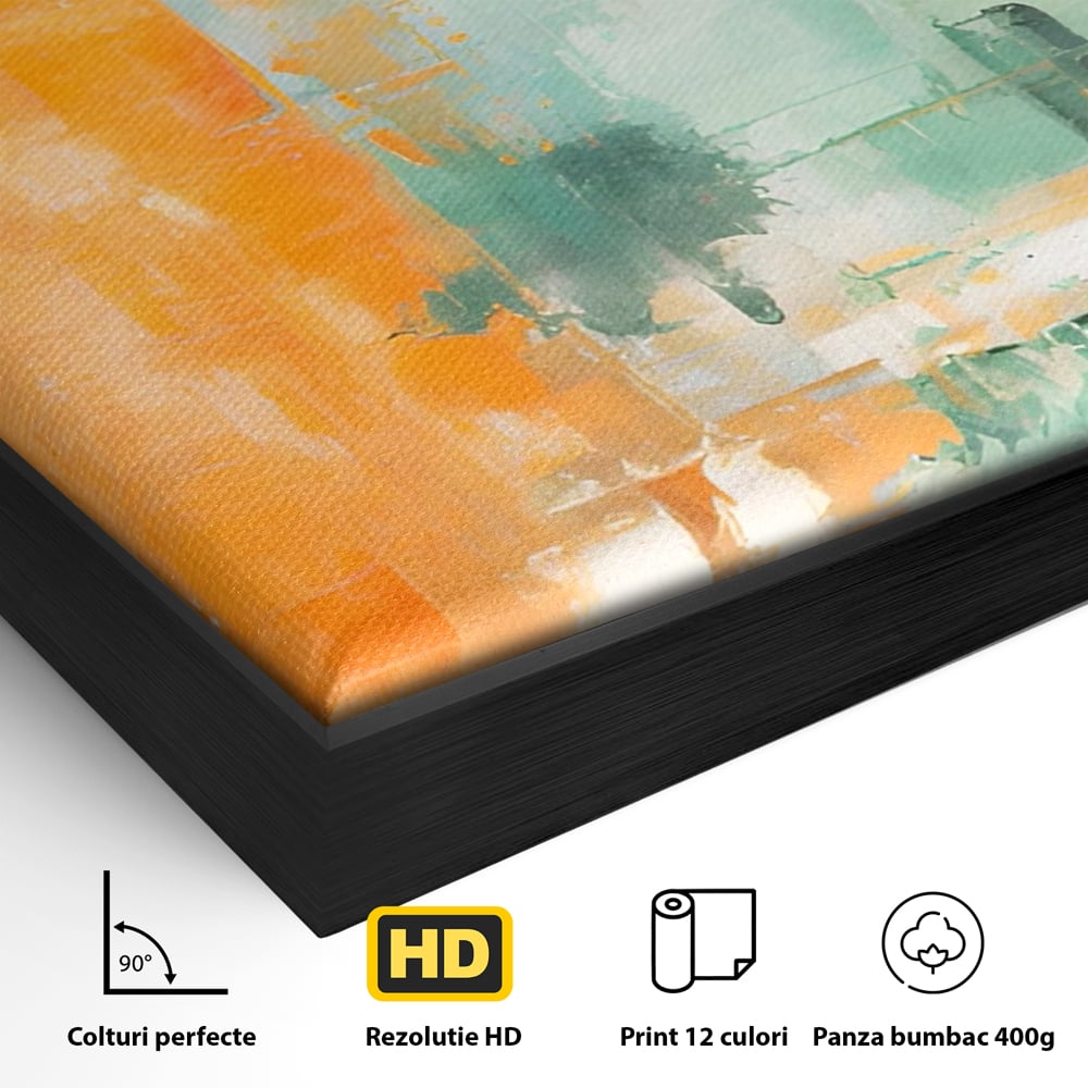 Tablou Canvas Premium LuxCanva® A1605, Imbratisare De Contrast , Living, Abstract, Decorativ, Orange, Dormitor, Culori Vibrante