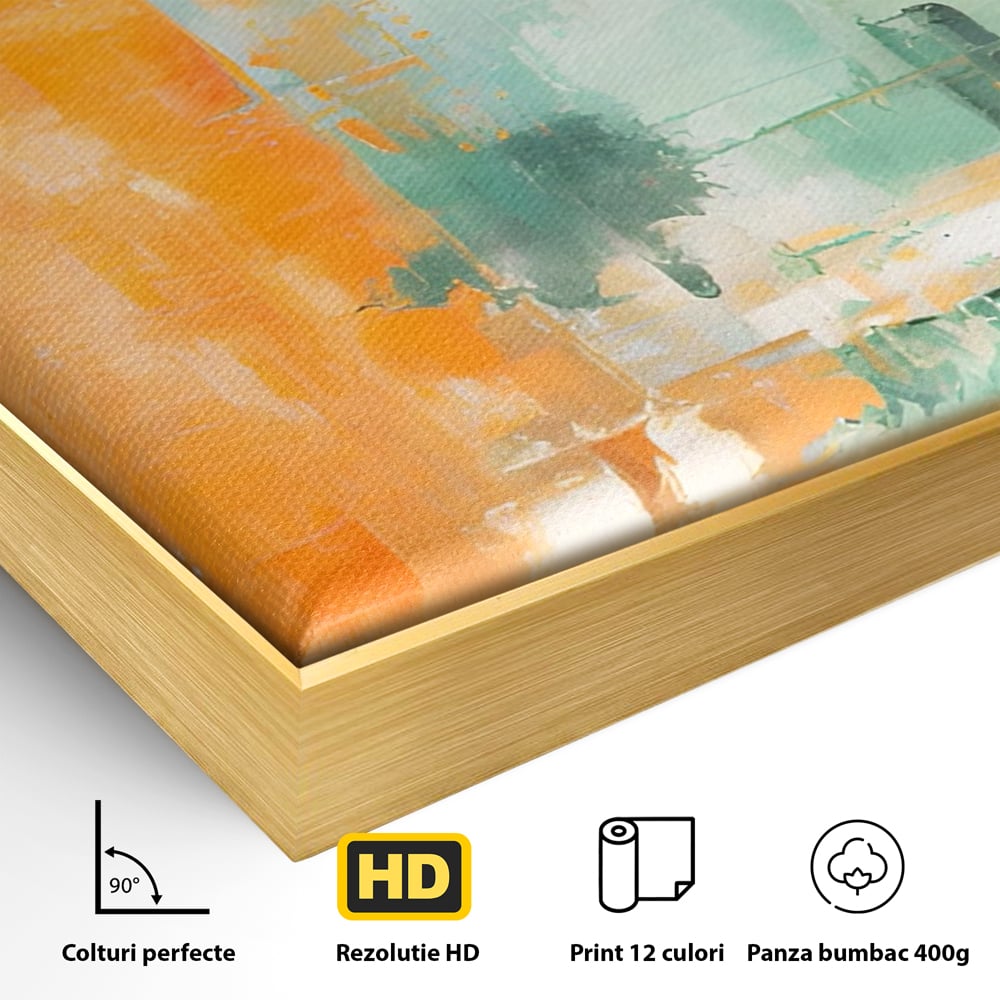 Tablou Canvas Premium LuxCanva® A1605, Imbratisare De Contrast , Living, Abstract, Decorativ, Orange, Dormitor, Culori Vibrante