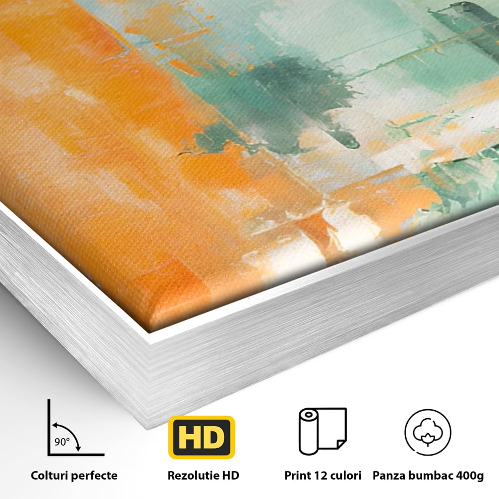 Tablou Canvas Premium LuxCanva® A1605, Imbratisare De Contrast , Living, Abstract, Decorativ, Orange, Dormitor, Culori Vibrante