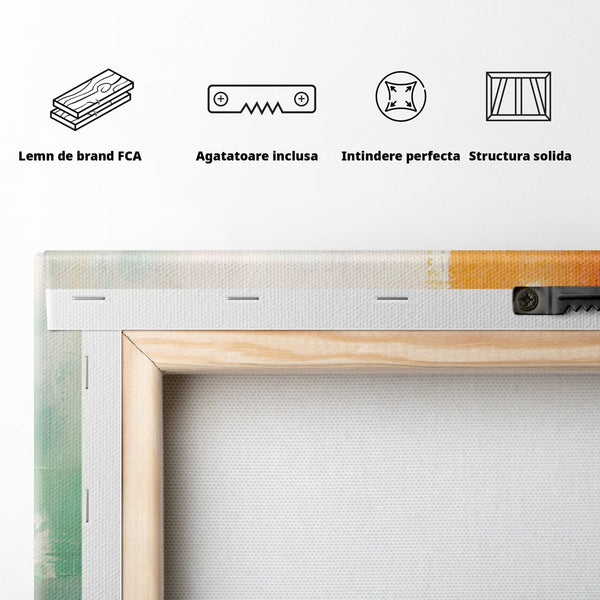 Tablou Canvas Premium LuxCanva® A1605, Imbratisare De Contrast , Living, Abstract, Decorativ, Orange, Dormitor, Culori Vibrante