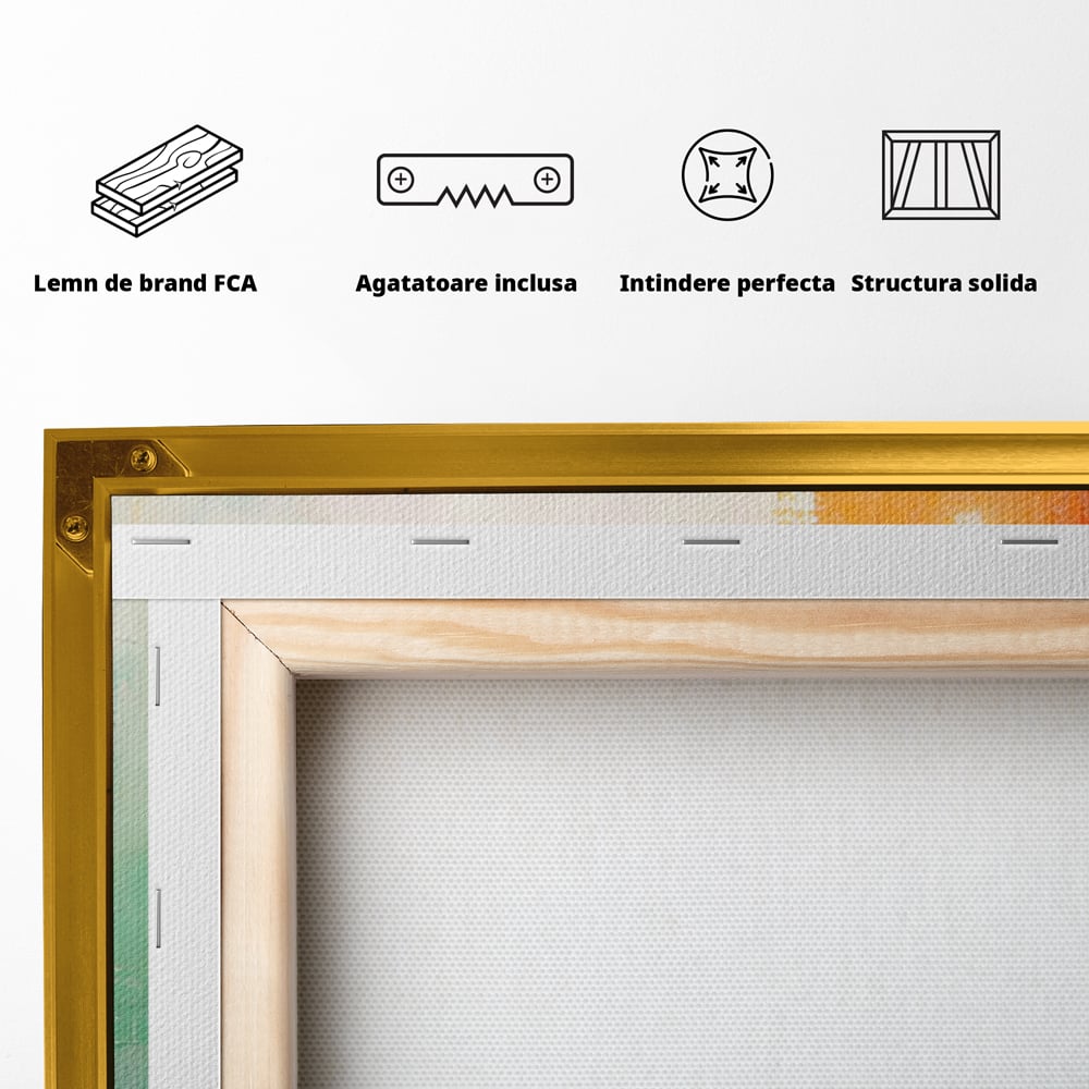 Tablou Canvas Premium LuxCanva® A1605, Imbratisare De Contrast , Living, Abstract, Decorativ, Orange, Dormitor, Culori Vibrante